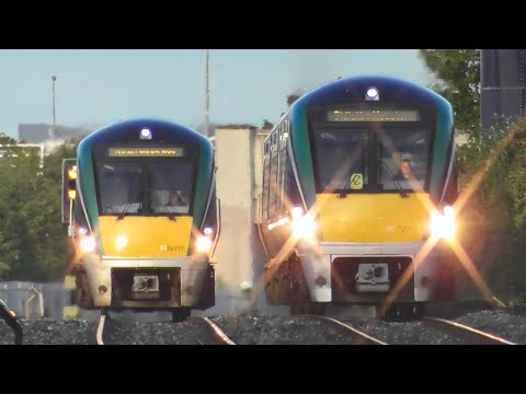 Two Irish Rail 22000 Class Intercity Trains at Park West & Cherry Orchard Station, Dublin