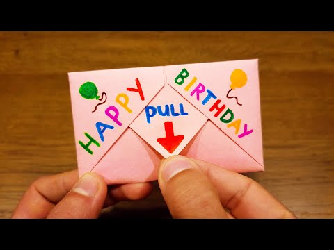 Paper SURPRISE MESSAGE CARD | Pull-Tab Origami Envelope