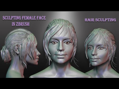 Sculpting Female head from a sphere in zbrush - Hair sculpting