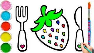 🍓 Magic Strawberry Drawing with Rainbow Colors 🌈 | Easy Kids Art