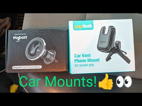 pop-tech Car Phone Mount for Pop Socket: Suction Cup Cell Phone Holders for Automobile Dashboard Windshield Window - Dash Mounted Cellphone Stand Black Fits Thick Socket Wallet Grip for iPhone Samsung video review thumbnail