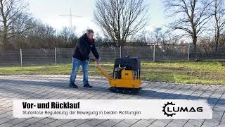 Diesel Plattenrüttler Bodenverdichter Lumag RPi38DE - 292 kg Gummiplatte + Transportrad