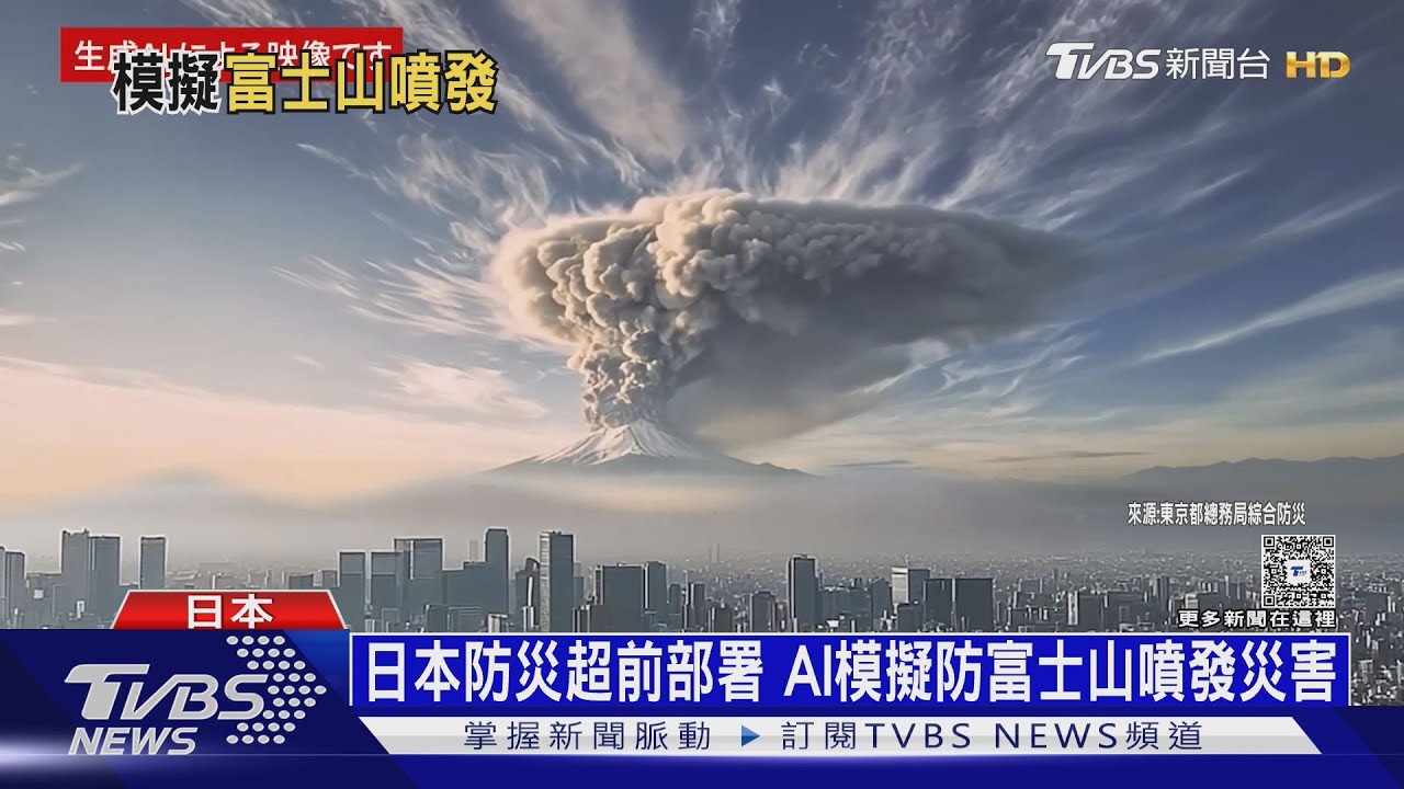 新宿變成一片灰! 日本首度AI模擬富士山大噴發將癱瘓東京