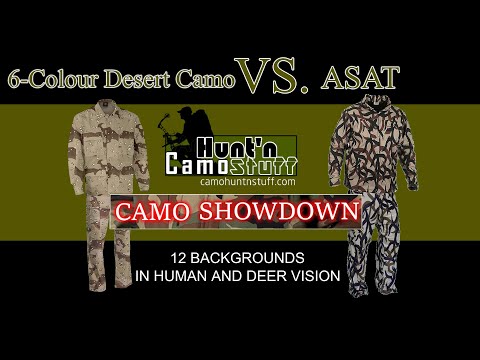 Military 6-Colour Desert Camo Compared to ASAT on 12 Backgrounds in Human and Deer Vision