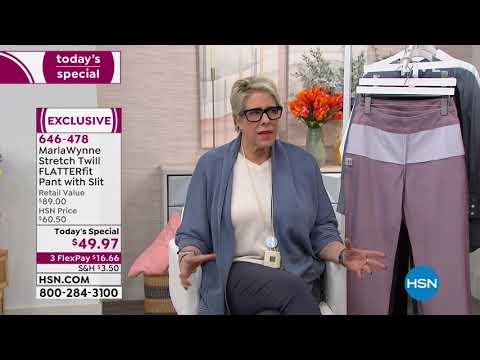 MarlaWynne Stretch Twill FLATTERfit Pant with Slit