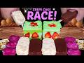 ASMR DUBAI CHOCOLATE SCOOP CAKE RACE Nutella Crepe Cake Mochi Ice Cream Crunchy Ice Cream Bars 먹�