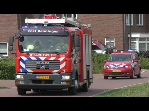 Prio 1 TS 08-4231 en OVD-B 08-9092 met spoed naar een Gaslekkage in Ewijk