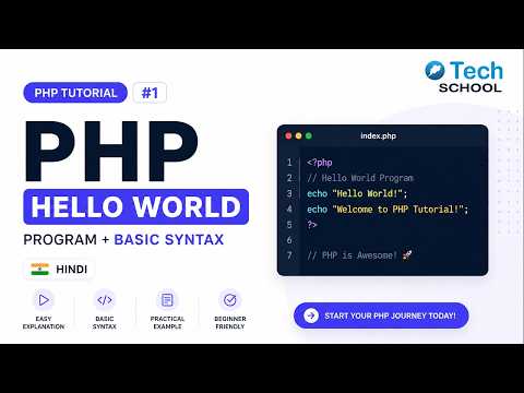 Php Tutorial 1 Hello World Program Basic Syntax Hindi