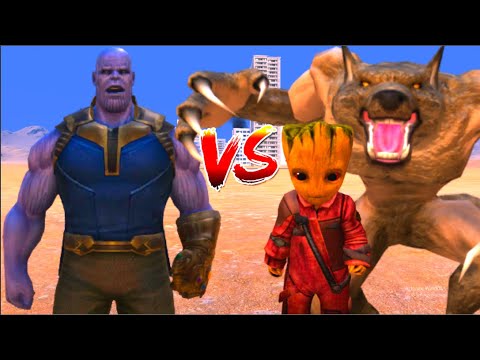 100 Thanos vs 1000 Baby Groot and 1000 Werewolf (Marvel vs Marvel)
