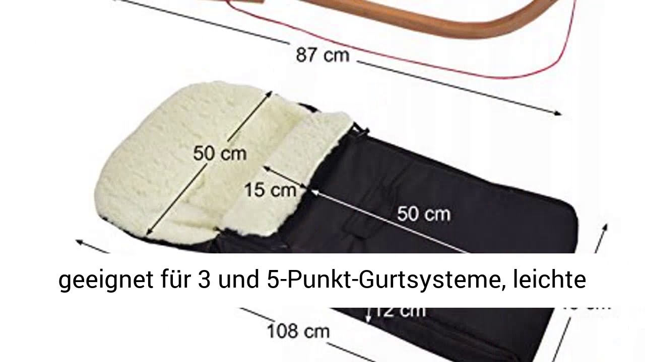 BAMBINIWELT Kombi-Angebot Holz-Schlitten mit Rückenlehne & Zugseil + universaler Winterfußsack 108cm
