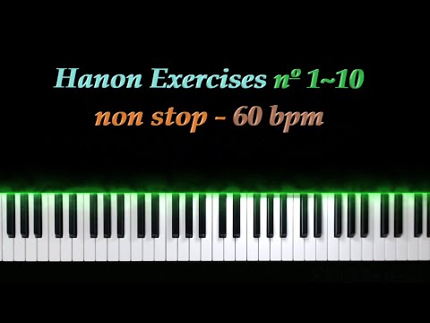Non Stop - Hanon Exercises nº1~10 - Tutorial 60 bpm - let's play piano together