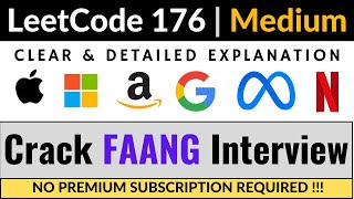 YouTube video 'Leetcode 176 - Second Highest Salary - Python Solution | FAANG Interviews'