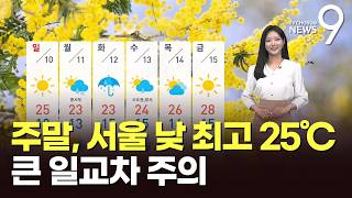 [날씨] 주말, 서울 낮 최고 25℃…큰 일교차 주의 [뉴스9]
