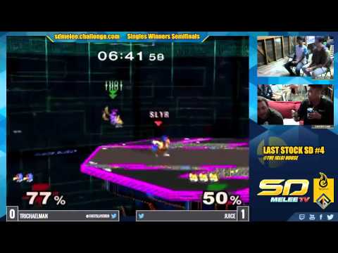 Last Stock SD #4 - Juice (Falco) vs CG | Trichael Man (Fox) SSBM Losers R3 - Melee