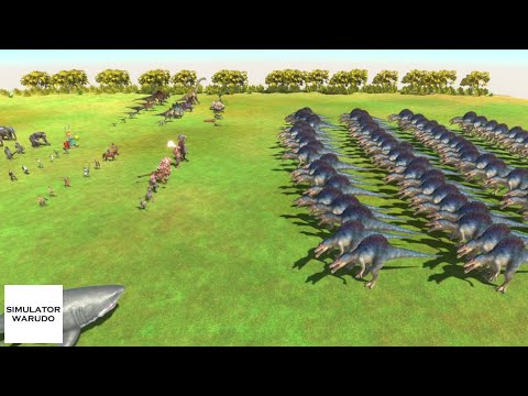 100 Carnivore Dinosaurs vs ALL Units Army Animal Revolt Battle Simulator