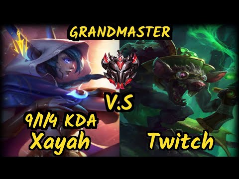 Altec (XAYAH) vs TWITCH - 9/1/4 KDA BOTTOM ADC GAMEPLAY - NA Ranked GRANDMASTER v9.7