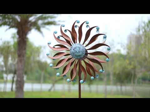 Shop Bronze and Blue chrysanthemum Garden Kinetic  Wind Spinner from wind spinners