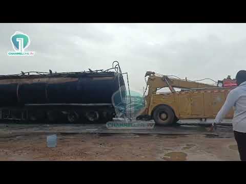 Accra–Tema Motorway Horror: Fuel Tanker & Tipper Truck Burst Into Flames After Crash