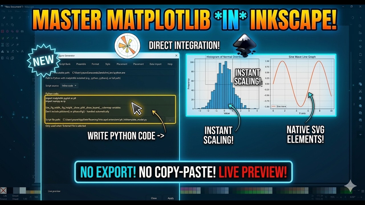 Use Matplotlib Directly in Inkscape (NEW Extension / Easy Setup)