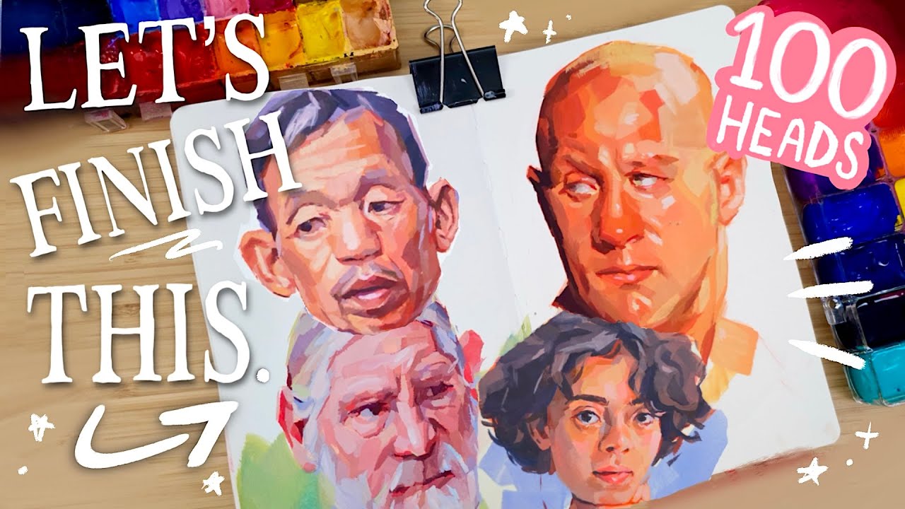 Time to Finish this Challenge! ✷ 100 Heads ✷ Gouache Portrait Painting