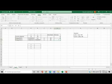 Método Simplex en Excel con Solver Ejemplo 1
