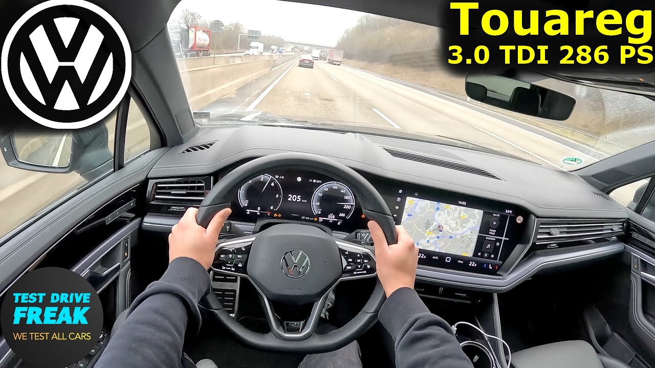 2024 VW Touareg R Line 3.0 TDI V6 286 PS 🚀 High Speed German Autobahn POV Drive | No Speed Limit