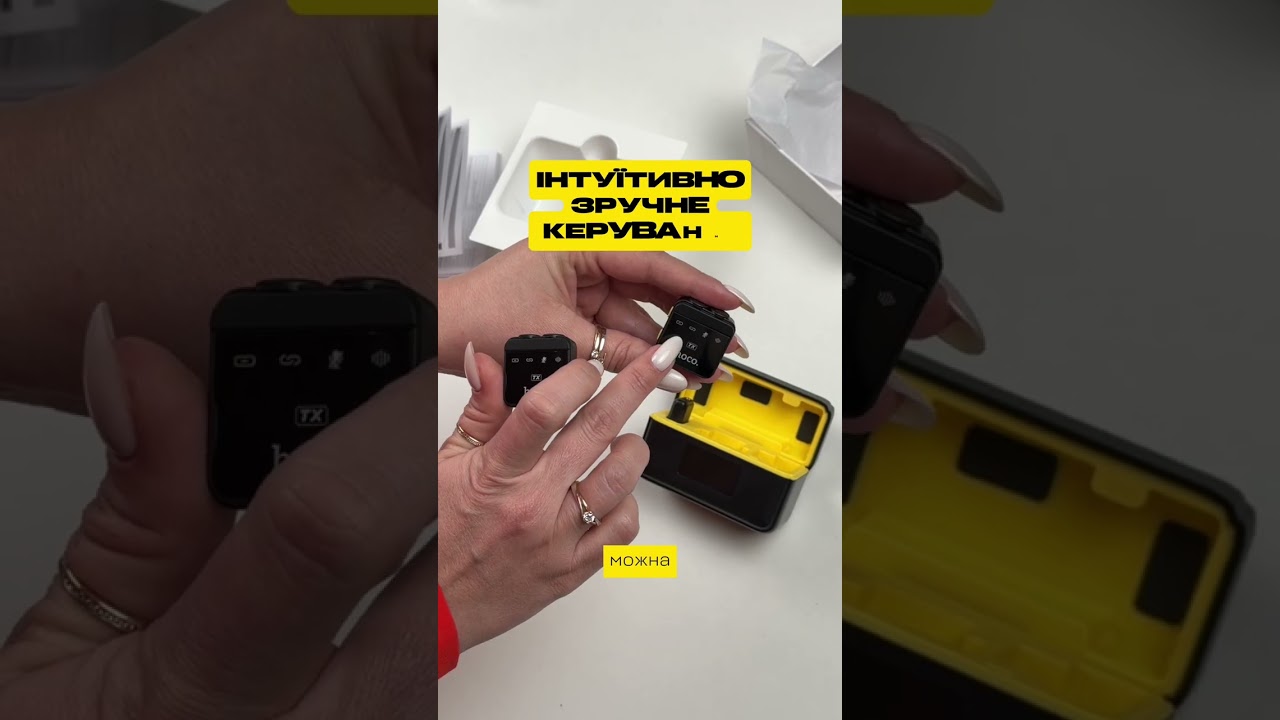 Двойной микрофон петличка Hoco оригинал Type-C/Lightning с зарядным кейсом
