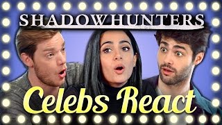 CELEBS REACT TO TRY TO WATCH THIS WITHOUT LAUGHING OR GRINNING (Shadowhunters Cast)