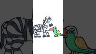 🦓 Watch This Zebra and Bird #coloringforkids #kidsart #easydrawing #shorts #trending #tiktokvideos