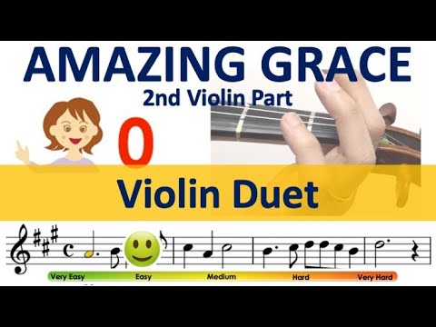 Amazing Grace Violin Duet - 2nd violin part sheet music and easy tutorial