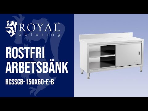 video - Rostfri arbetsbänk - 150 x 60 x 85 cm - 600 kg lastkapacitet - Med skyddskant