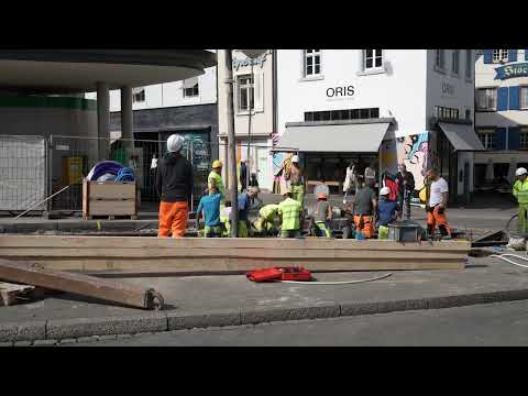 Trambahnhof Barfüsserplatz und Bahnhof Liestal Baustelle am 23 Sept 2022