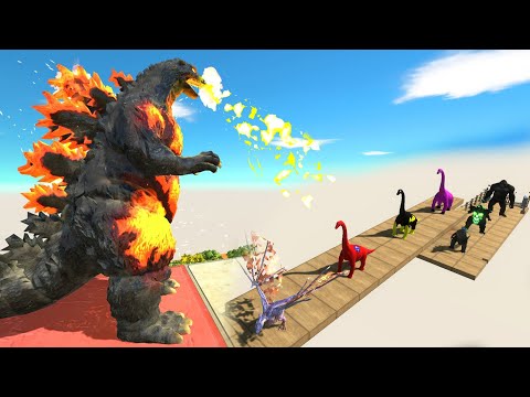 GODZILLA BURNING DEATH FALL - Animal Revolt Battle Simulator