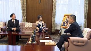 2月19日【びわ湖放送ニュース】大津出身女子レスラー　安納サオリ選手が知事表敬