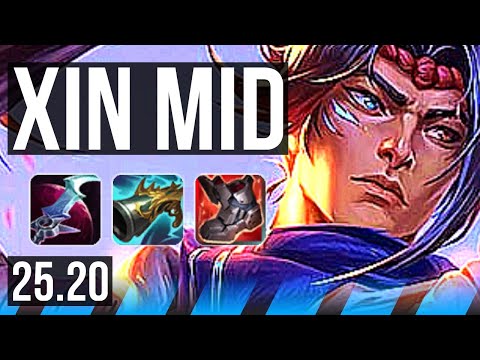 XIN ZHAO vs YASUO (MID) | 6 solo kills, Godlike | KR Master | 25.20