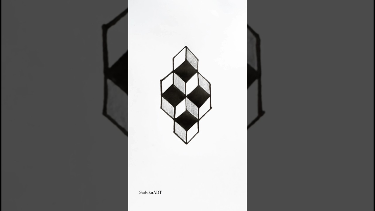 Amazing 3D Cube Drawing 🤯 Optical Illusion Art #shorts