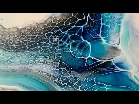 #271.  Series #2/5. Negative space swipe in blue!! / fluid art / ASMR  /  bloom technique