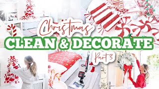 *NEW* CHRISTMAS CLEAN + DECORATE WITH ME 2021 // PART 3 // CANDY CANE THEME // RED + WHITE CHRISTMAS