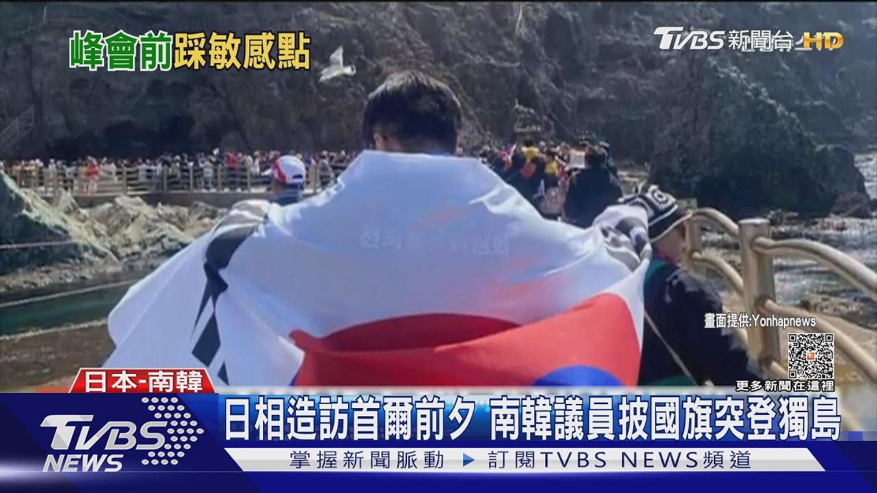 日相造訪南韓前夕　韓議員披國旗登獨島宣示主權