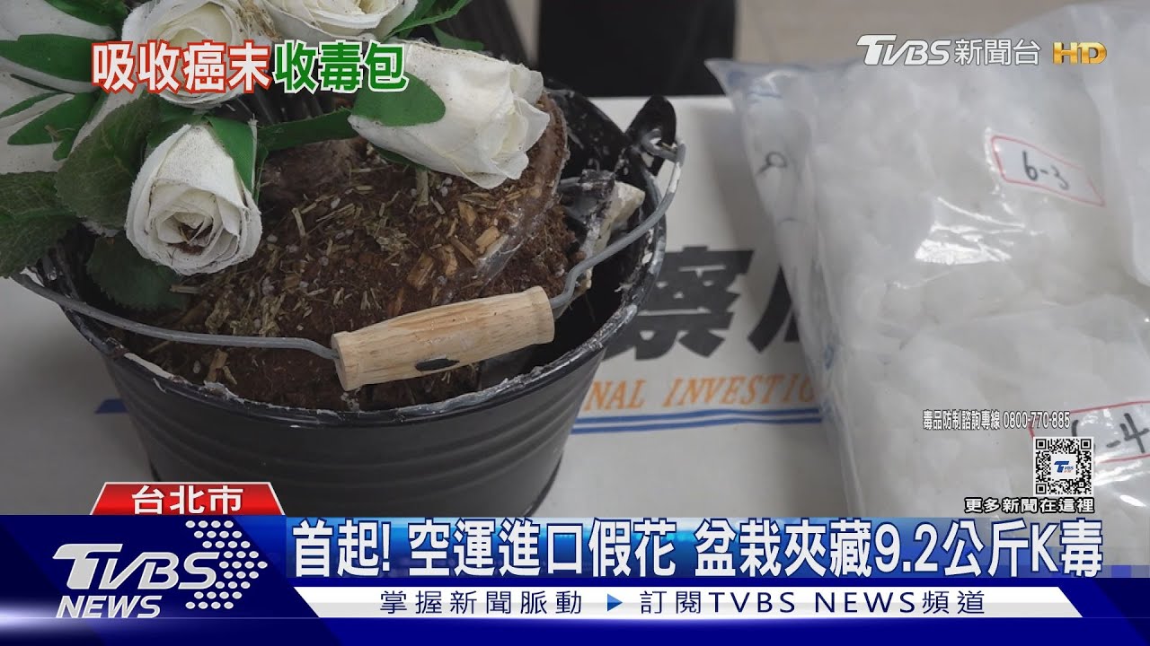 首起!空運進口假花 盆栽夾藏9.2公斤K毒