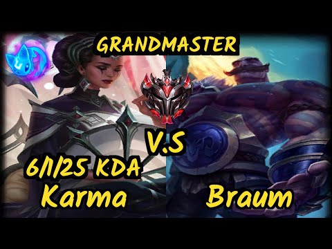 Core JJ (KARMA) vs BRAUM - 6/1/25 KDA BOTTOM SUPPORT GAMEPLAY - NA Ranked GRANDMASTER