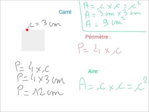 Périmètre et aire d'un carré