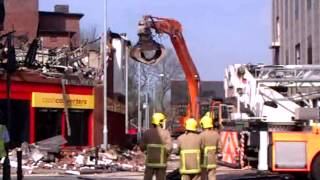 Lancashire Fire and Rescue Crews on Stand By as Building gets demolished in Chorley Town Centre