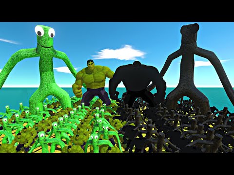 Rainbow Friends Green Team + Hulk Team vs Shadow Itself - Animal Revolt Battle Simulator