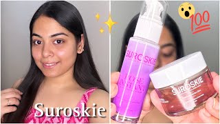 Suroskie Rose Instant Glow Enzyme Scrub &amp; Rosanna The Instant Glow Mask | 2 Steps Facial like Glow 🤩