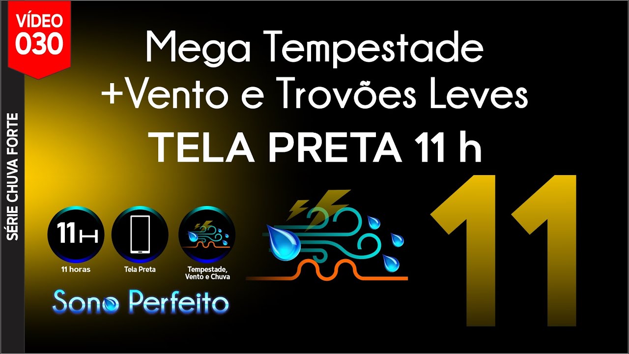 Mega Tempestade, Vento e Trovões leves Tela Preta💧Para Dormir e Relaxar