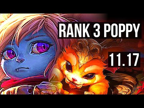 POPPY vs GNAR (TOP) | Rank 3 Poppy, 1.9M mastery, 12/3/9, 400+ games | KR Challenger | v11.17