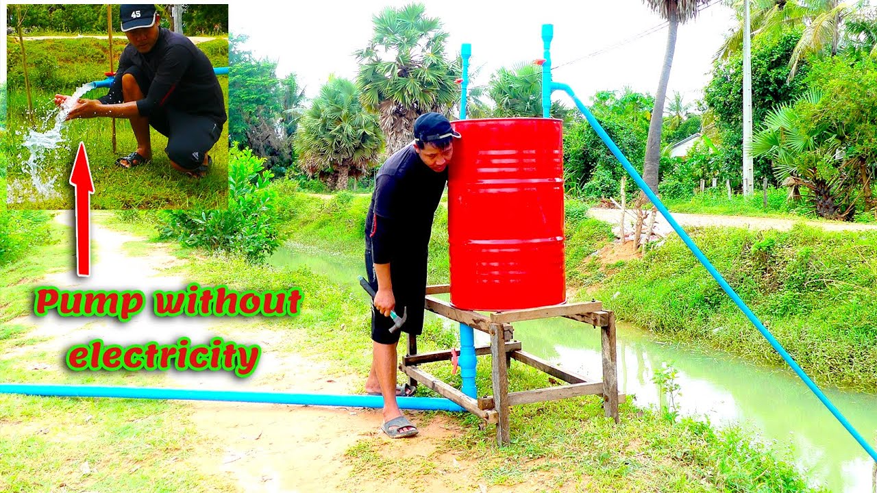How to make free energy water pump | Pump without electricity | Drum Pump