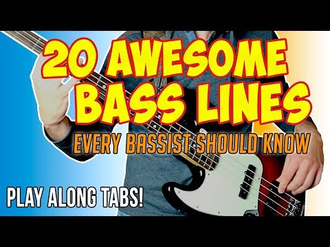 20 AMAZING BASS LINES every bassist should know [One take - Play Along Tabs]