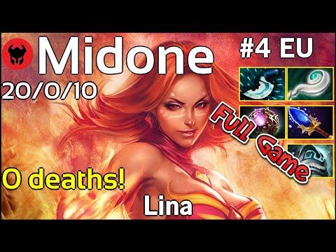 0 deaths! Midone [Secret] plays Lina!!! Dota 2 Full Game 7.19